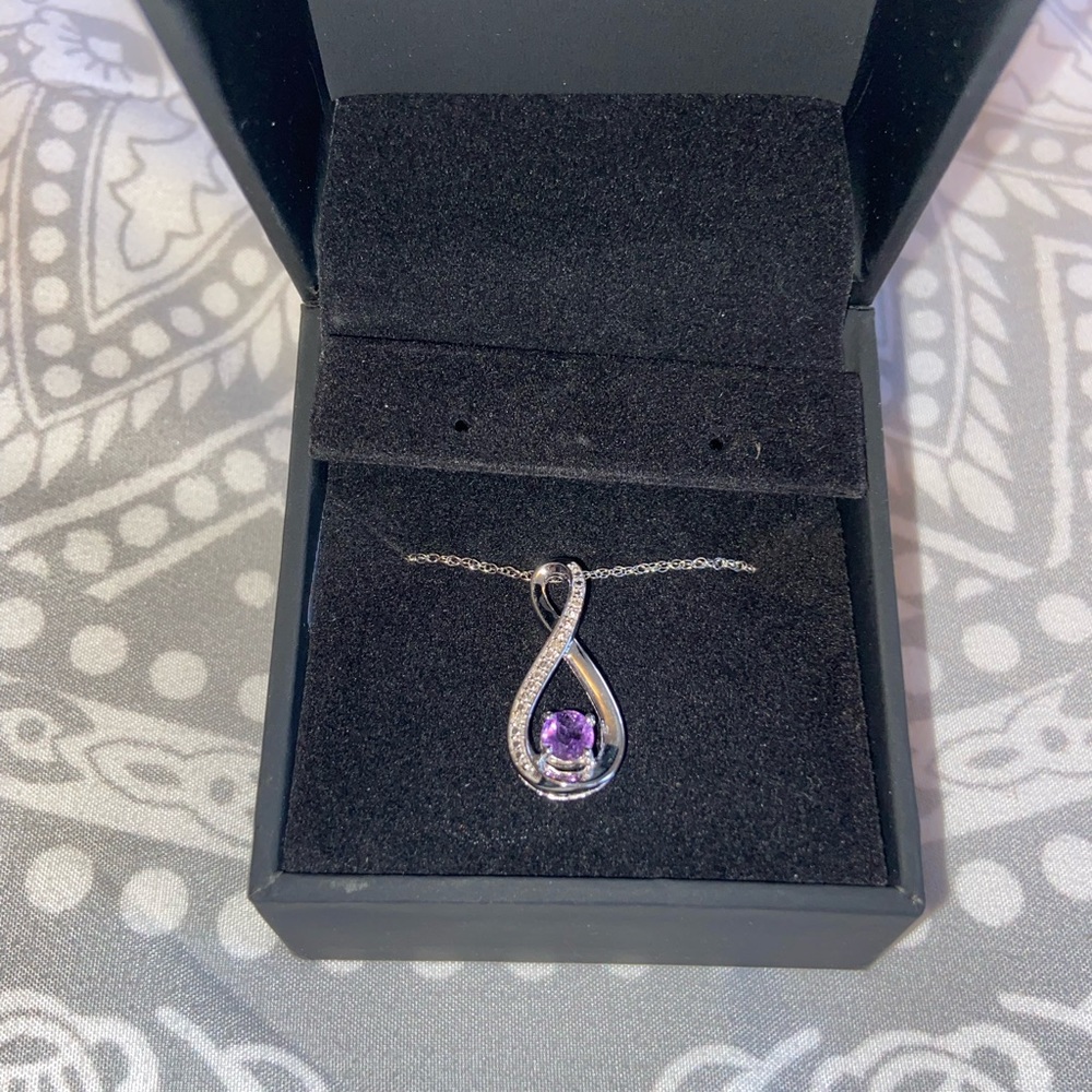 NWT cubic zirconia and amethyst sterling silver necklace
